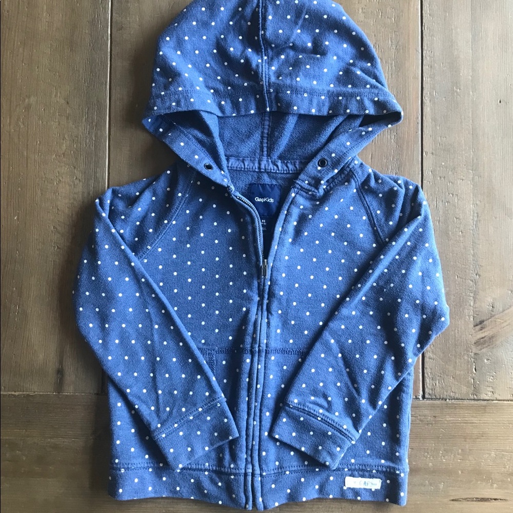 Gap kids pokadot dot hooded sweater XS 4-5